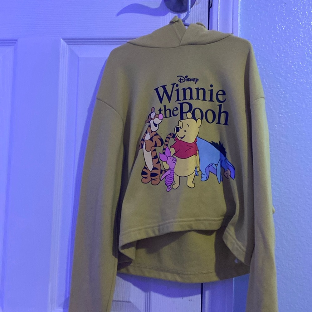 Yellow Winnie the Pooh crop top hoodie Woman’s